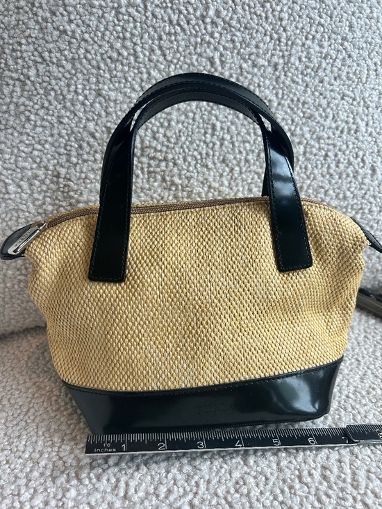 Furla Handbags - FURLA mini patent leather & straw purse